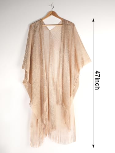 Sparkling Shawls and Wraps, Evening Dresses Wraps, Women Party Wedding Bride Bridesmaid Scarf, Gold3