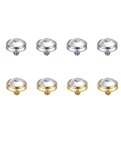 14G Dermal Jewelry Tops Titanium Mixed Gold and Silver 4mm Dermal 8PCS