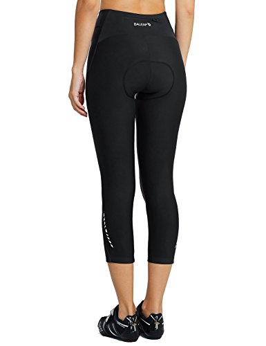 BALEAF Women's 3/4 Padded Cycling Leggings High Waist Breathable Bike Shorts with Pockets UPF 50+ Anti-Slip Quick Dry