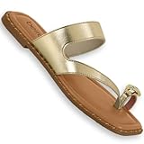 Sandália Rasteira Feminina Beira Rio – Dedo Dourada, Conforto, Leve e Uso Diário – Moderna e Estilosa (Dourado, BR, Adulto, Numérico, 37)