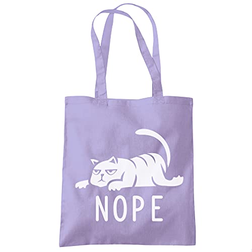 Image of Nope Cat - Tote Shopping Bag - Pet Lazy Sloth One size lavender purple