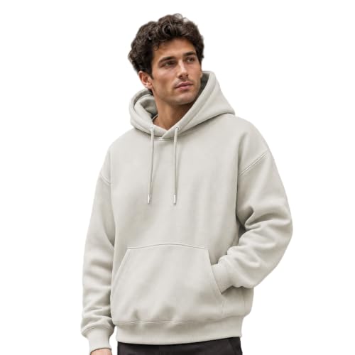 Image of Nobero Heavy Duty Oversized Solid Hoodie for Men | Hoodies for Men | Oversized Fit | Solid Colour | Thick Fleece Fabric | Drawstring Hood