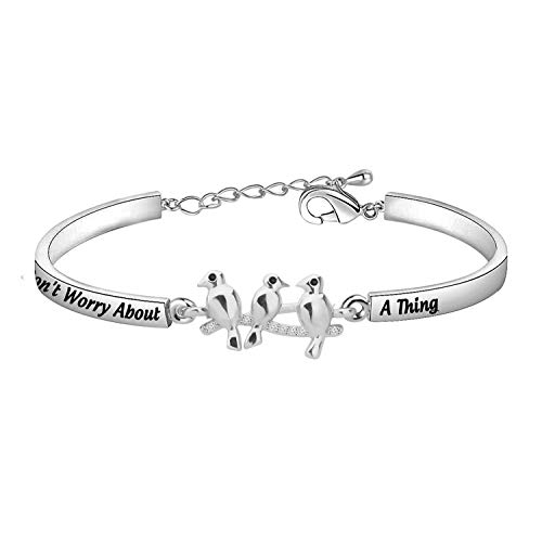SEIRAA Three Little Birds Jewelry Encouragement Friendship Gifts Bangle Inspirational Gifts (Three Little Birds bracelet)