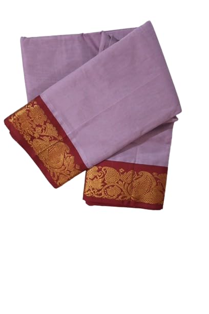 Image of Indian Traditional pure cotton Gadwall Saree for Women, Light pink Colour and green Border