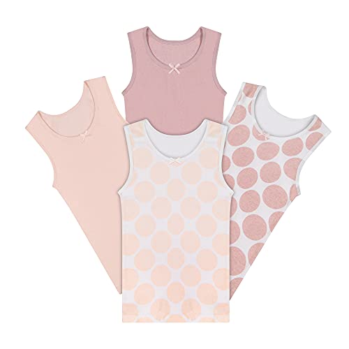 Buyless Fashion Girls Tagless Cami Scoop Neck Pink Polka Dot Undershirts Cotton Tank (4 Pack)