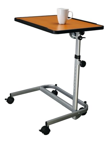 Stock-Fachmann® Beistelltisch, höhenverstellbarer Pflegetisch, Laptoptisch, Krankentisch, Rehatisch, Betttisch auf Rollen, Mobiler Beistelltisch für Pflegebett Farbe Weiß Oder Braun Belastbar Bis 18kg