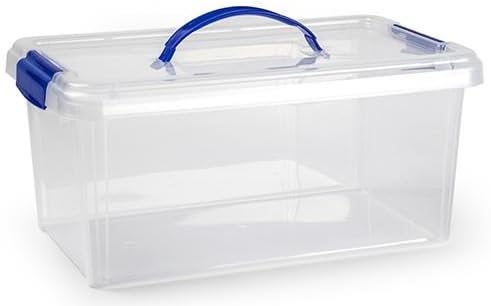 Muddy Hands Clear Plastic Storage Box with Lid & Carry Handle Clip Locking Stackable Caddy Container (10 Litre)