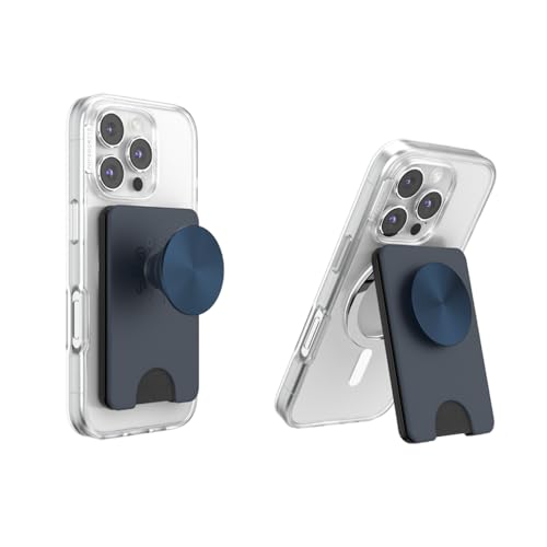 Image of PopSockets Kick-Out Wallet for MagSafe, Adjustable Kickstand, Magnetic Stand, Blue - Navy