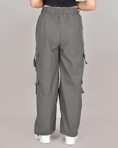 Image of Women's Cargo Pants, Soft NS Fabric Elastic Waistband, Multi-Pocket, Wide Leg, Pack of 2 Size(26,28,30,32,34,36)