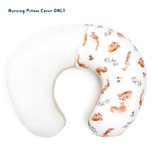 Image of GRSSDER Nursing Pillow Cover Stretchy Minky Removable Nursing Covers for Breastfeeding Pillows, Ultra Soft Comfortable Slipcover for Boy and Girls, Stylish Pretty Squirrel