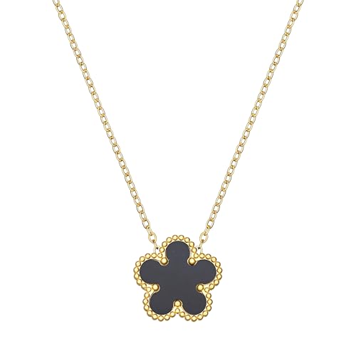 Image of Billet-doux 14k Gold-Plated Clover Necklace for Women, Sparkling Four-Leaf Shiny Clover Pendant with Dazzling Pave CZ Halo, Adjustable Size, Trendy Jewelry Gifts Perfect for Her