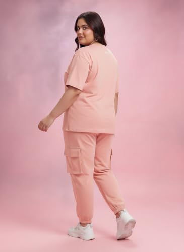 Image of Kepa Plus Size Summer Co Ord Set for Women | Top and Lower Set with Stretchable Waistband | Stylish Airport Outfit for Women | Western Track Suit Co-Ord Set for Casual Wear