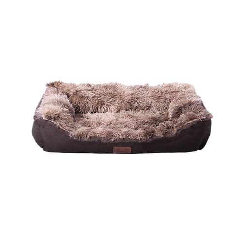 Genérico Cuna Felpa para Perros y Gatos Cama de Perros, Cama para Mascotas, Cojín Central Extraíble y Lavable, Alfombra de Felpa Suave y Mullida, (Small) (Marrón)