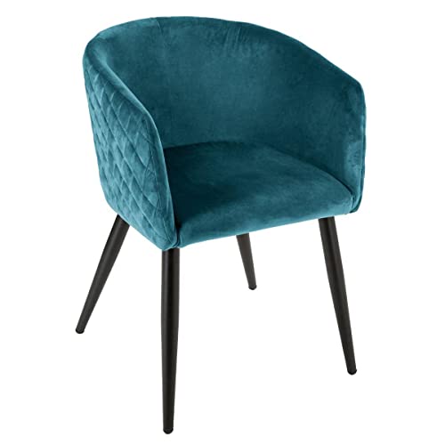 Atmosphera - Fauteuil Marlo Bleu Canard en Velours