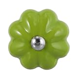 STOBAZA Pomello in Ceramica a Forma di Zucca Verde, Maniglia per Mobili Cucina Finitura Lucida e Decorazione Elegante per Cassetti e Armadietti