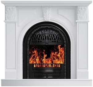 BLANKSPACE 48" Electric Fireplace with Mantel, Tv Stand with Black Birdcage Fire Place Heater and Carved Square Column Design Design for Living Room, Bedroom - Thumbnail 5