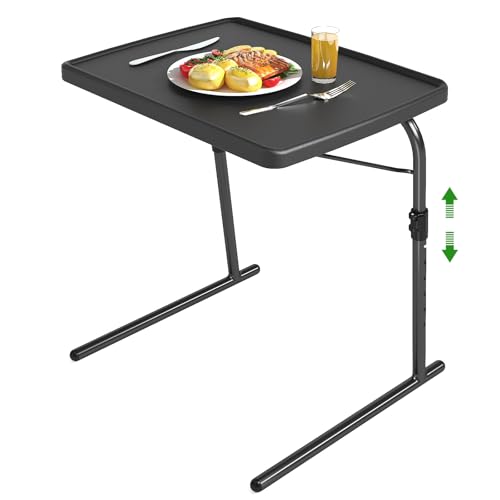 HXBOAUVS TV Tray Table, Max Folding TV Dinner Tray w/6 Height & 3 Tilt Angle, Adjustable TV Trays for Eating on Couch, Large Size Foldable Couch Laptop Table, Black, 16.9 x 22 x 29.1inch, 110lbs