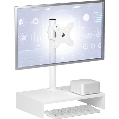 TEAMIX Monitor Stand Riser with Drawer, Free-Standing Desk Stand Mount Riser, Small TV Stand, Fits 13''-32