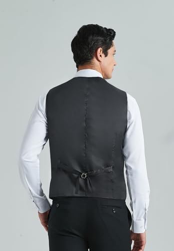 HISDERN Mens Suit Vest Business Formal Dress Vests for Men Solid Color Casual Wedding Tuxedo Party Waistcoat3