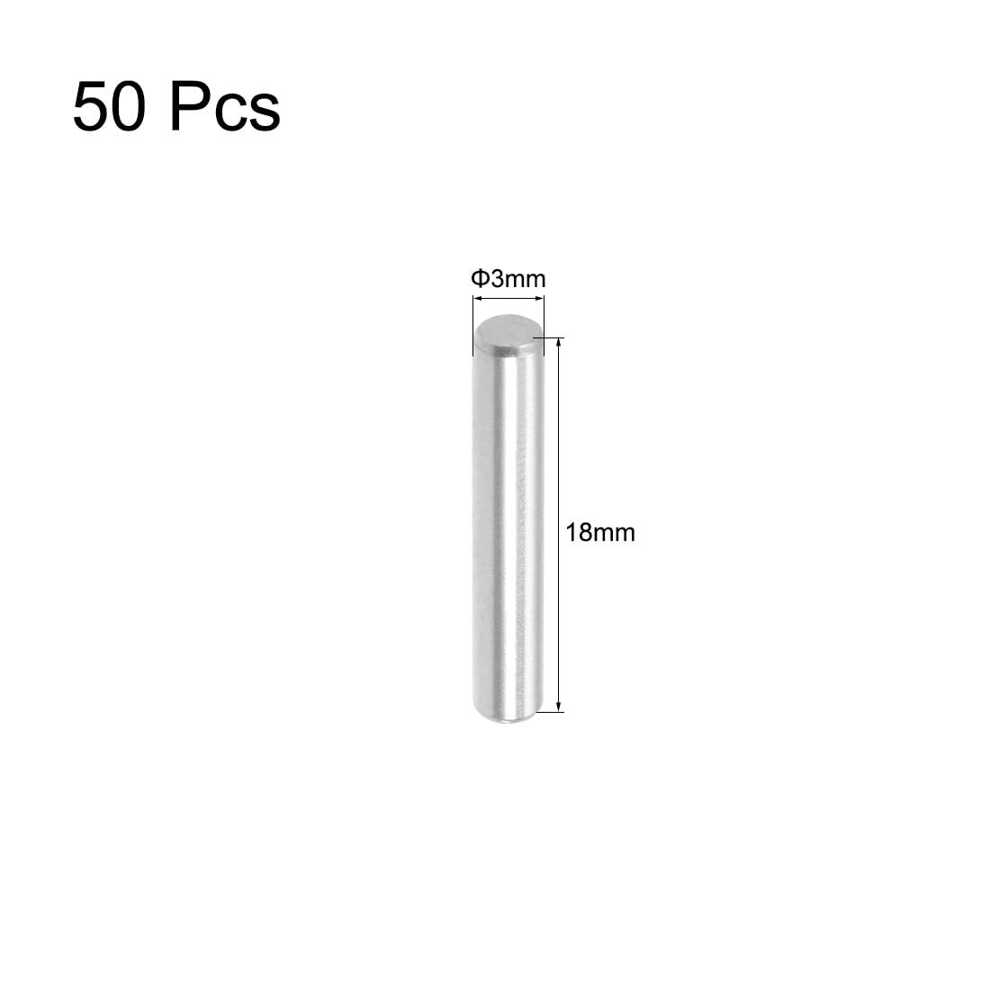 TOP-VIGOR 50Pcs 3mm x 18mm Dowel Pins Shelf Support Pegs, 304 Stainless Steel Cylindrical Shelf Support Pin Fasten Elements Silver Tone - Image 2