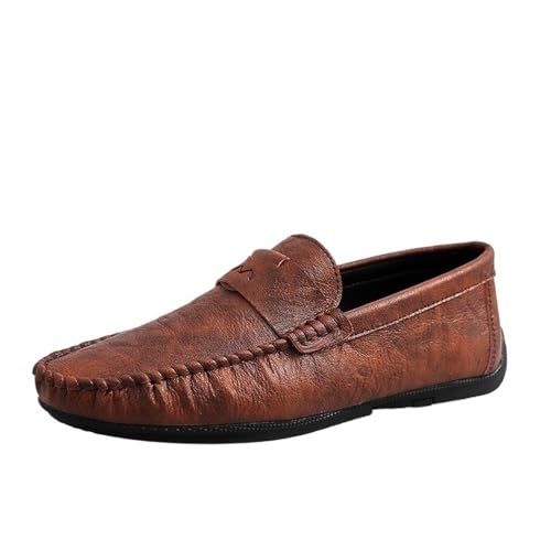 Men's Comfortable Loafers Solid Color Round Toe Flexible Slip Resistant Anti-Slip Prom Classic Slip-ons for Business Casual Office