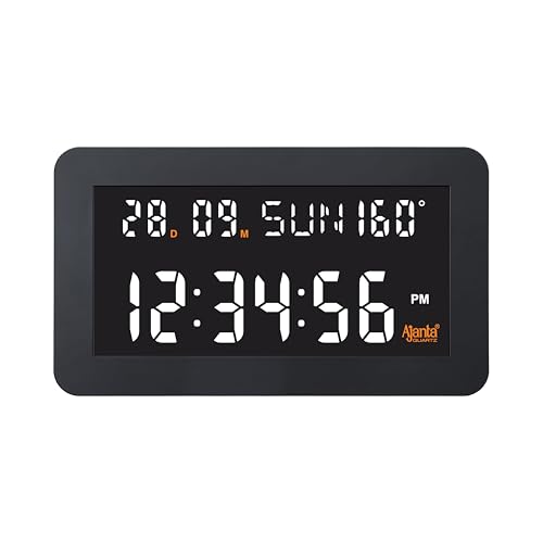 Image of Ajanta Digital Wall Clock DC-157 White | Large 14 Inch Backlit Display | Modern Clock with Temperature, 12 /24 Hour Mode | Wall Mount