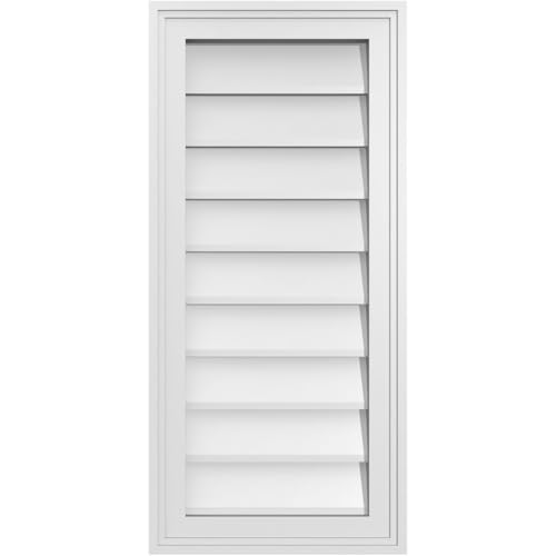 14"W x 30"H Rectangle Surface Mount PVC Gable Vent: Non-Functional, w/ 1-1/2" x 2" Brickmould Frame
