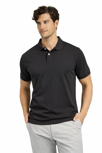 Image of Men's Premium Cotton Pique Polo T-Shirt, Classic Fit Short Sleeve Casual Summer Shirt, Soft & Breathable Fashion Polo
