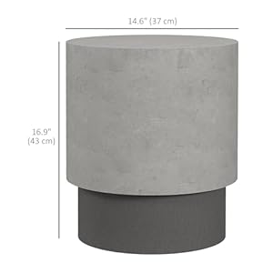 Homcom concrete finish end table round side table with 4 adjustable feet lightweight for indoor outdoor gray  urban country home decor