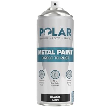 Polar Direct to Rust Metal Spray Paint - Durable All-in-One Paint & Primer - For Outdoor & Indoor - Corrosion Resistant, Tough Protection - Metal Primer - Satin Black - 400ml