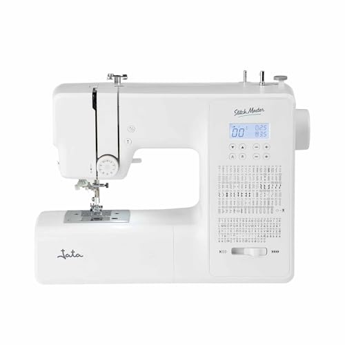 JATA JSMC1120 - Máquina de Coser 270 puntadas | 100 alfanuméricas, 91 decorativas y 8 ojales automáticos | Cose vaqueros y tejidos gruesos | Doble aguja, brazo libre y luz LED | Compacta. Fácil uso JATA JSMC1120 - Máquina de Coser 270 puntadas | 100 alfanuméricas, 91 decorativas y 8 ojales automáticos | Cose vaqueros y tejidos gruesos | Doble aguja, brazo libre y luz LED | Compacta. Fácil uso