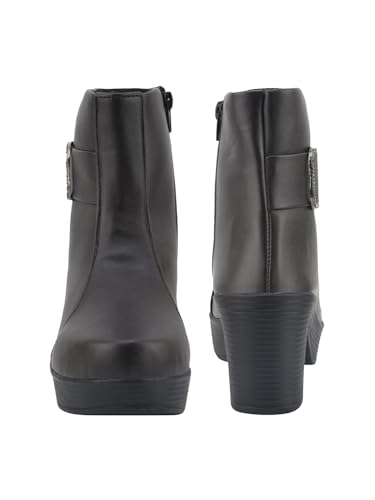 Bottines à talon bloc en daim Shoetopia avec fermeture éclair