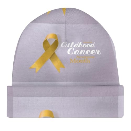Childhood Cancer Awareness in September Kids Beanie Hat for for Girls Boys Children Cap Winter Knitted Chemo Cancer Headwear Accessories Gifts Decoration Black4