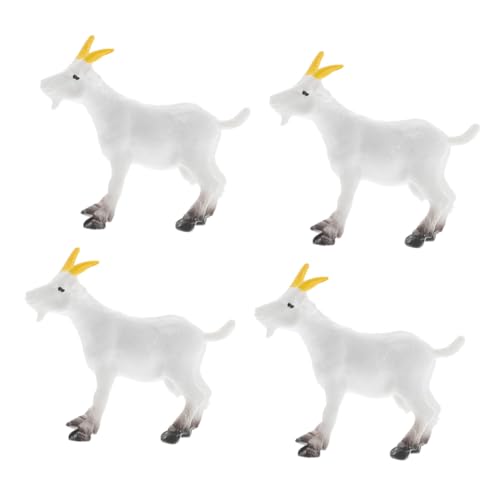 GALPADA 4個 ミニチュア山羊置物 製コンパクト設計 耐久性ミニ羊模型 可愛いガーデンデコレーション 卓上 鉢植え用インテリア