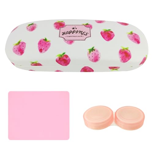 Lindo Estuche de Gafas de Cáscara Dura Portátil para Niñas y Mujeres - Estuche de Gafas de Fresa con Dibujos Animados para Niños
