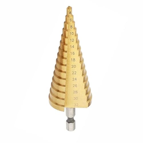 SDTOOLS Step Drill Bit Set for Wood Titanium Coated Hard Metal Punch Hole Cutter Woodworking Tools Stepped Drills 32mm Hex Cone Bits Kit (9 step bit (4-20mm)) 1 SDTOOLS Step Drill Bit Set for Wood Titanium Coated Hard Metal Punch Hole Cutter Woodworking Tools Stepped Drills 32mm Hex Cone Bits Kit (9 step bit (4-20mm))