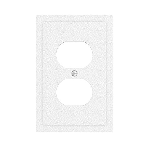 JKJDUA Matte White 1 Gang Duplex Outlet Covers Light Switch Covers Decorative Single Wall Plate Electrical Receptacle Plug Switchplate Dual Outlet Faceplate Socket Cover for Kitchen Bedroom Decor