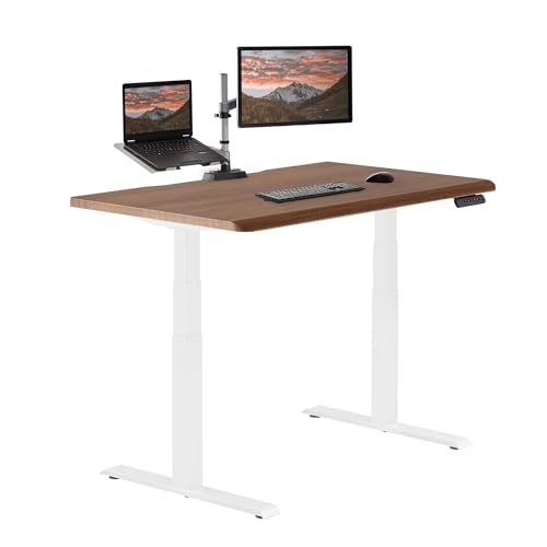 Vari ComfortEdge 48x30 Inch Electric Standing Desk Height Adjustable Sit Stand VariDesk with Memory Presets Sloped Edge 220 LB Capacity + Tool-Free Assembly (Walnut)