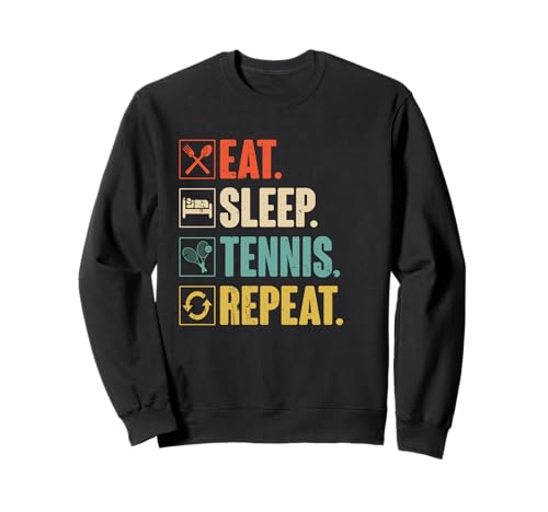 Regalo Eat Sleep Tennis Repeat, retro y vintage, para jugador de tenis Sudadera