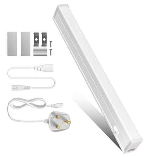 Brightark 4W LED Under Cabinet Kitchen Light 30cm Under Counter Light Neutral White 4000k Wardrobe Lamp Led 426LM Strip Light Extendable By Plug-In System,230v Cupboard Lighting for Bookcases (1 Pack)