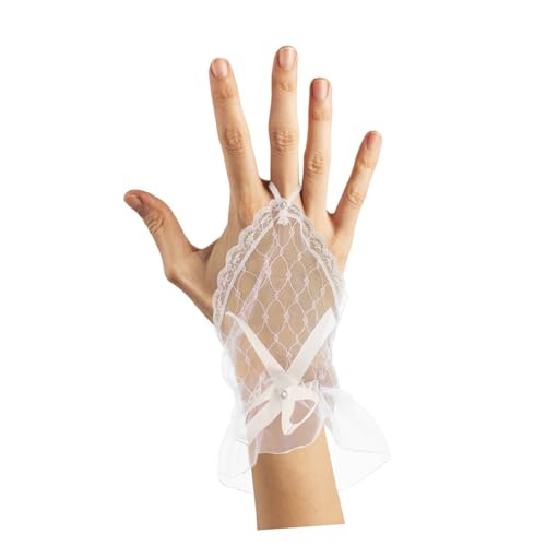 Fingerless Lace Gloves Floral Mesh Bridal Gloves Bowknot Comfortable Fit for Women Suitable for Wedding Party4
