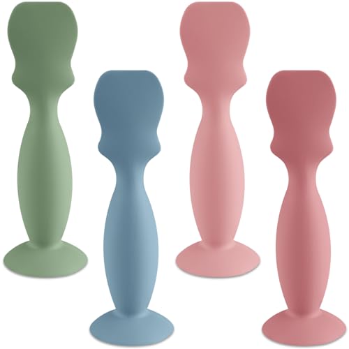 Image of 4 Pack Baby Diaper Cream Brush, Diaper Cream Spatula Applicator Silicone Baby Butt Paste Spatula for Babies, Newborn (Sage/Ether/Blush/Mauve)