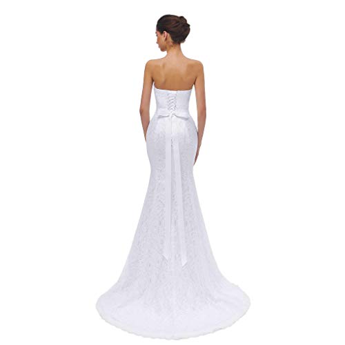 Huichengyao Women's Sweetheart Sleeveless Lace Wedding Dress Evening Mermaid Gown(8, Ivory) #TOP2