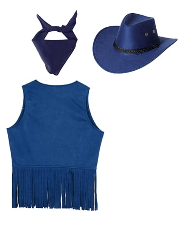 Hularka Cowboy Outfit for Kids Sleeveless Tassels Cardigan Cowgirl Western Vest Cowboy Hat Bandanna4