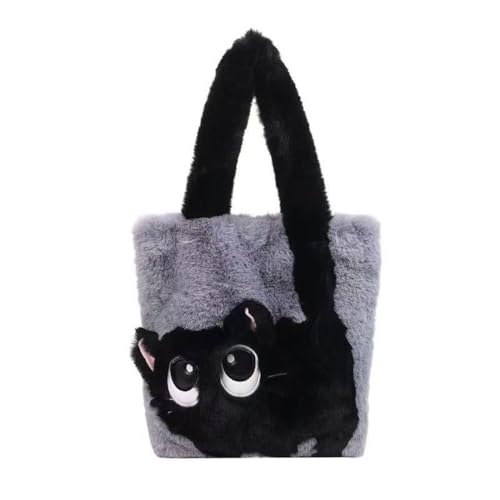 JHTPSLR Cat Y2k Fuzzy Tote Bag for Women Small Winter Furry Shoulder Tote Bag Fluffy Handbag Preppy Cutecore Stuff