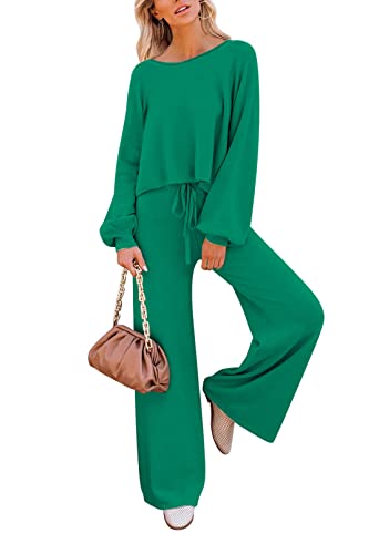 Pink Queen Women's 2 Piece Knit Outfit Cropped Sweater Top