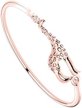 bobauna Simple Giraffe Bangle Bracelet Animal Jewelry Christmas Gift for Women Girls (Giraffe bangle RG)