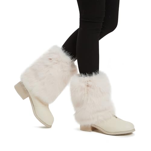 Fur Leg Warmers Furry Faux Fur Winter Leggings Boot Cuffs Toppers for Women