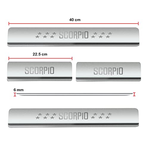Image of Door Sill /Foot Step Stainless Steel Plates with Mahindra Scorpio (Set of 4 Pcs)