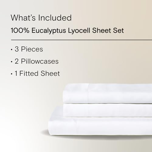 Sijo AiryWeight Tencel Sheet Set, 100% Lyocell Derived from Eucalyptus, Buttery Soft, Architectural Digest 2022 Best Cooling Sheets Winner - 3pc - 2 Pillowcases 1 Fitted (Snow, Cal King)